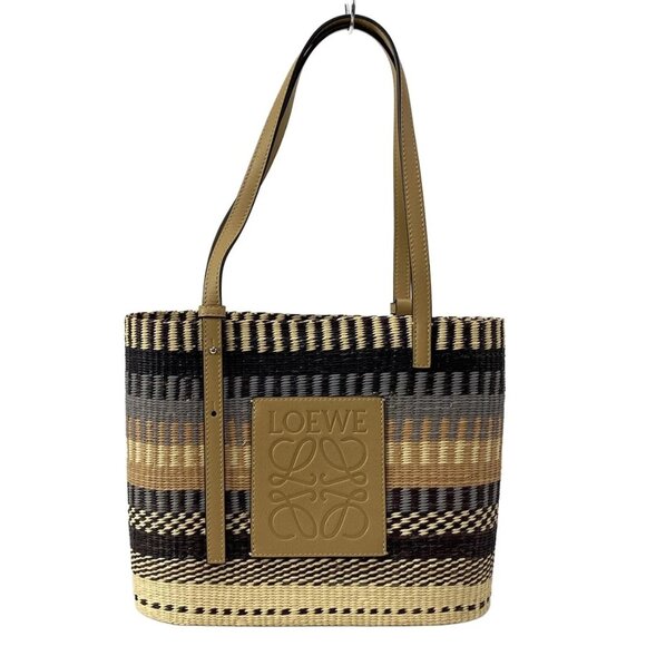 LOEWE Square Basket Bag - Light gray Beige Multi Tote Bag 667-073125 - Picture 1 of 14
